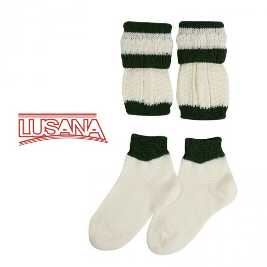 Kinder-Loferl 2-teilig  Socken und Wadenteil von Lusana in natur-tanne